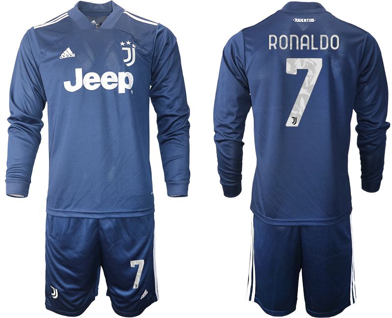 Men 2020-2021 club Juventus away long sleeves #7 blue Soccer Jerseys